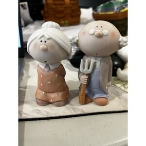 Bumpkins Figurines Fabrizio Grandpa Grandma Pitchfork Rolling Pin Pair Set of 2